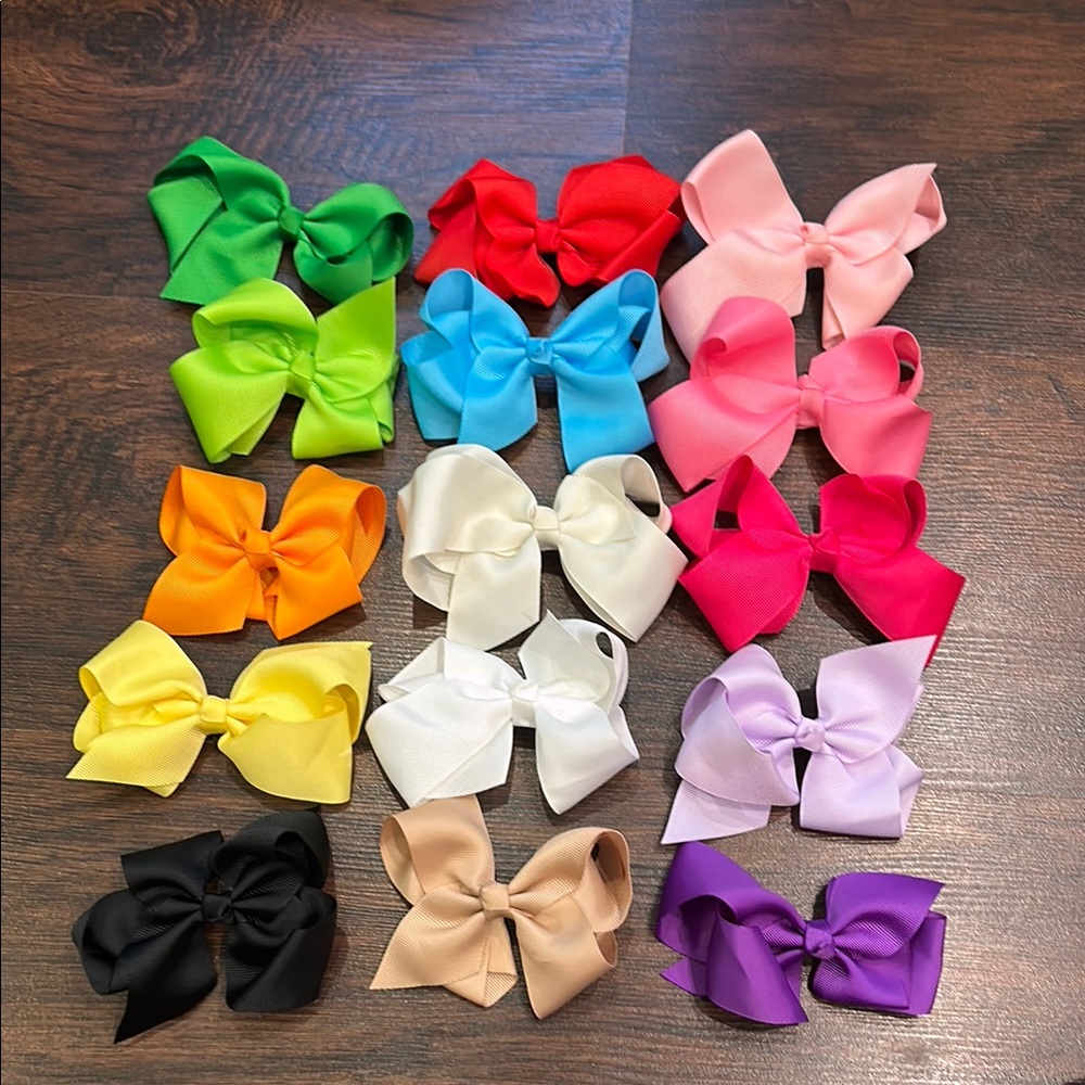 Set of 15 Colorful Kids 4.5in Hair Bows